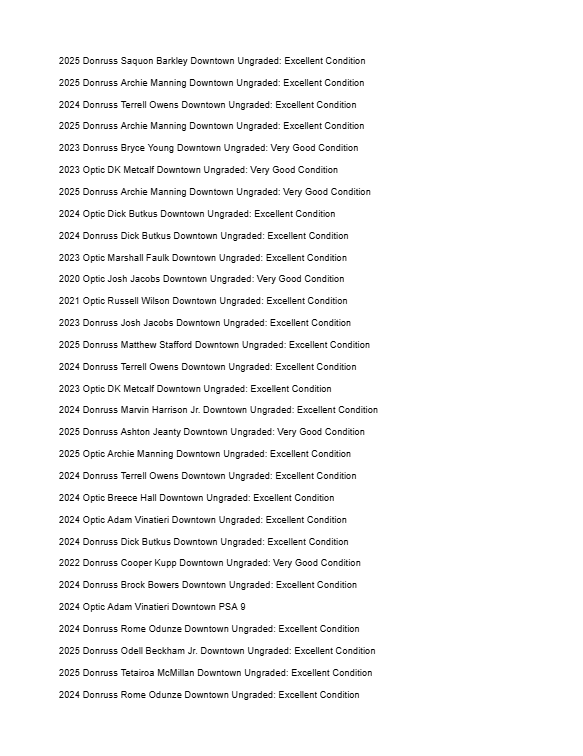 2026 Guaranteed Downtown! Football Edition Series J