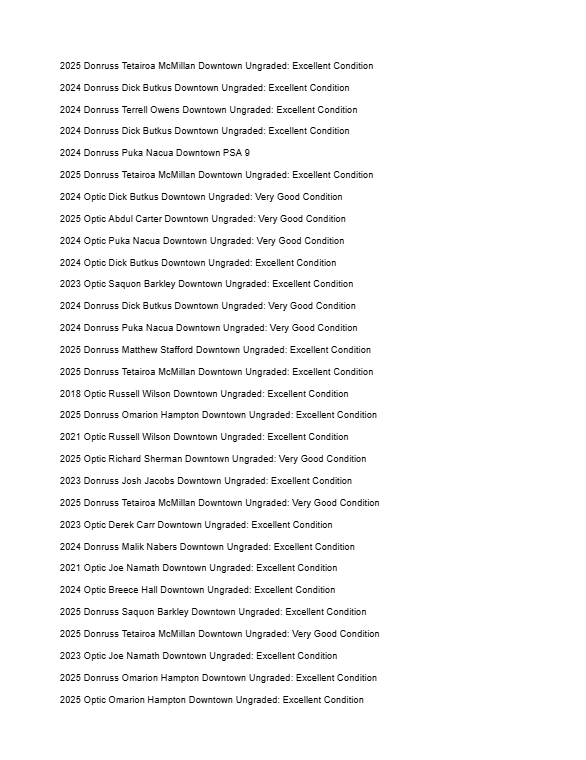 2026 Guaranteed Downtown! Football Edition Series J